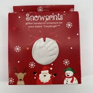 Snowprints Glitter Handprint Ornament Kit Oven Baked Claydough‎ Child Xmas